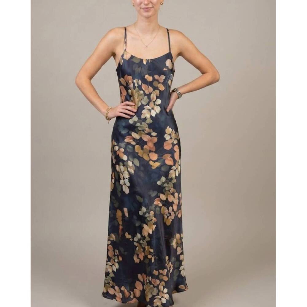 NEW KLD. SIGNATURE sienna satin floral maxi in navy